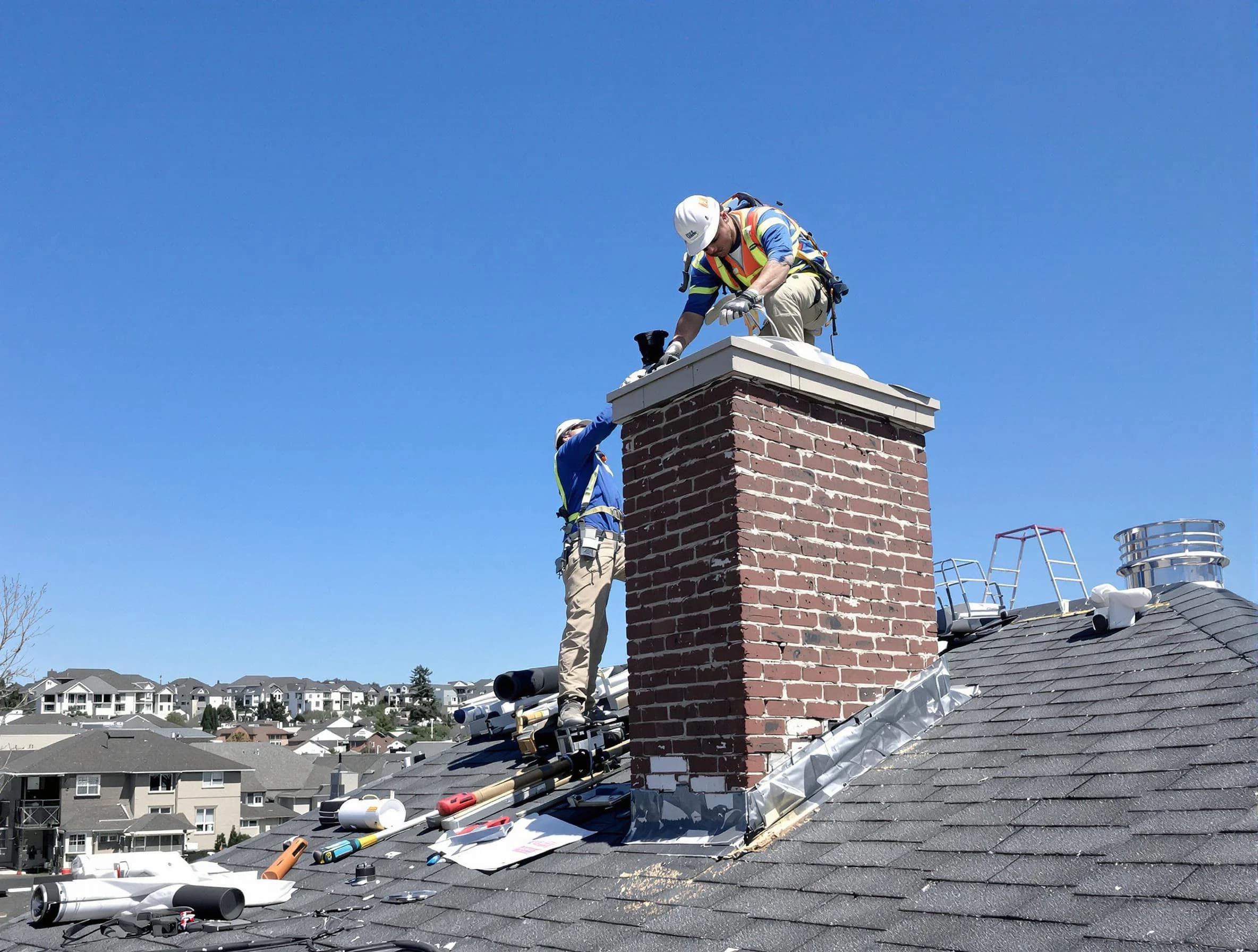 Fayetteville Chimney Sweep repairing a chimney crown in Fayetteville, GA