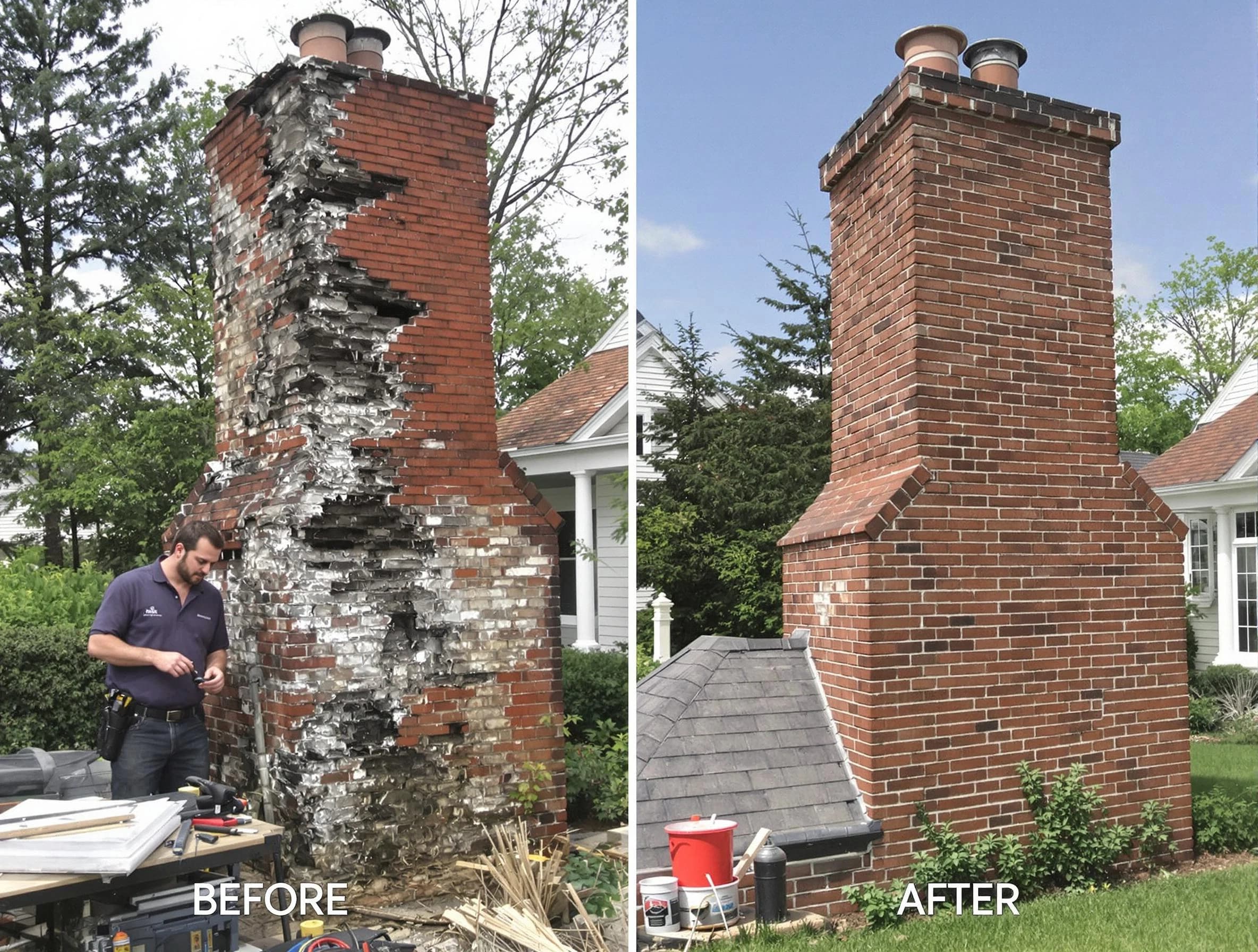Fayetteville Chimney Sweep performing a full chimney restoration in Fayetteville, GA