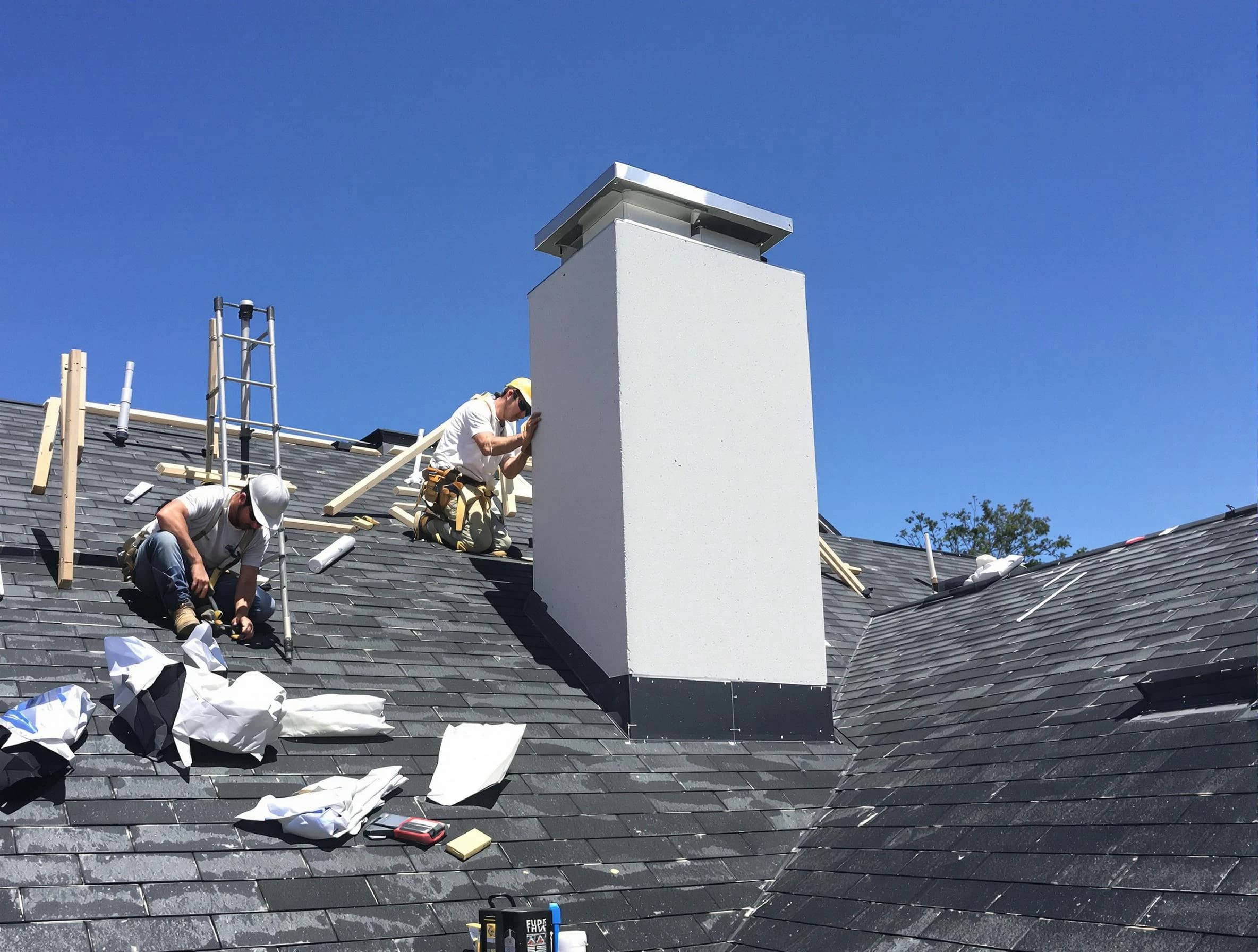 Fayetteville Chimney Sweep crew installing a new chimney in Fayetteville, GA