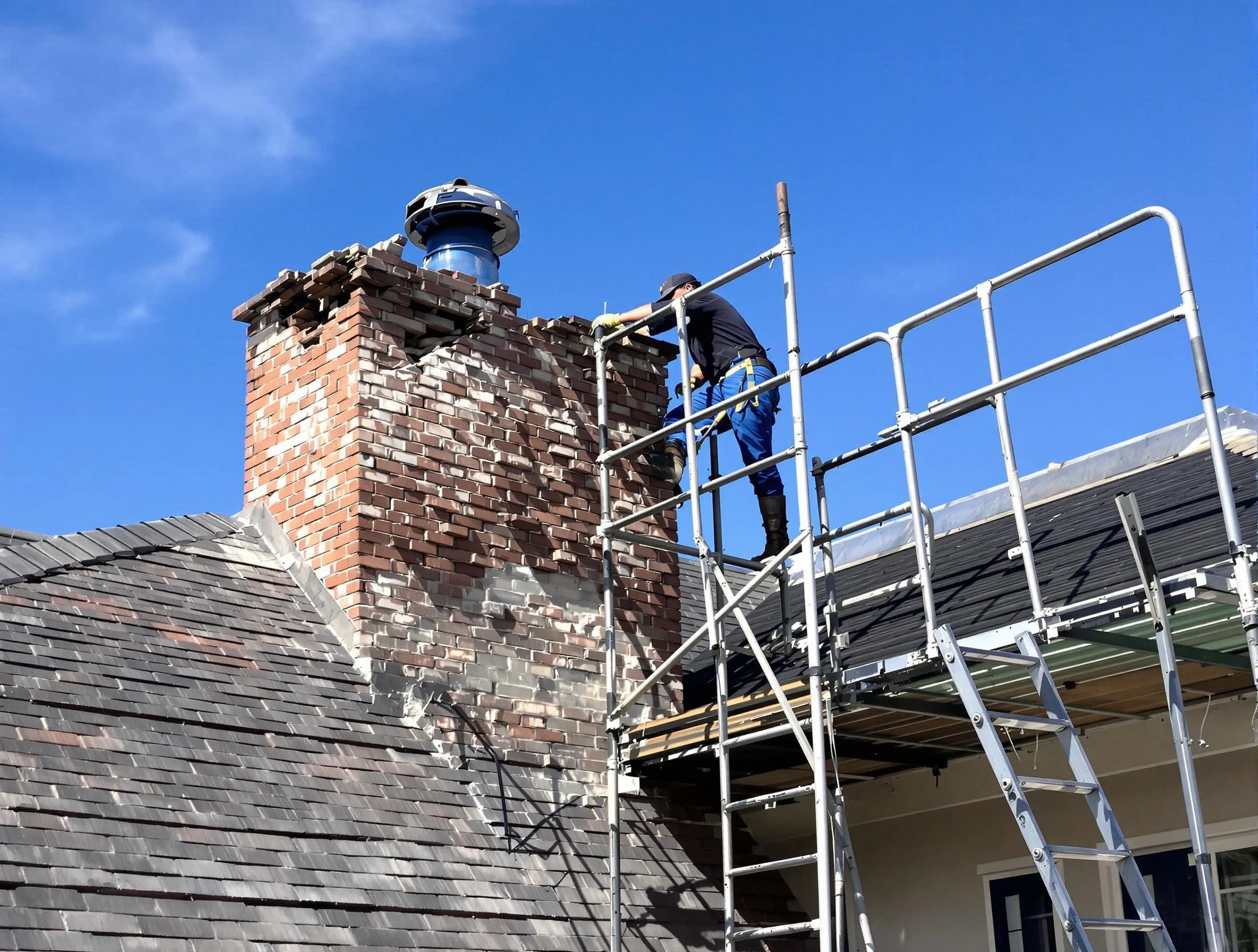 Rebuilding a chimney structure by Fayetteville Chimney Sweep in Fayetteville, GA