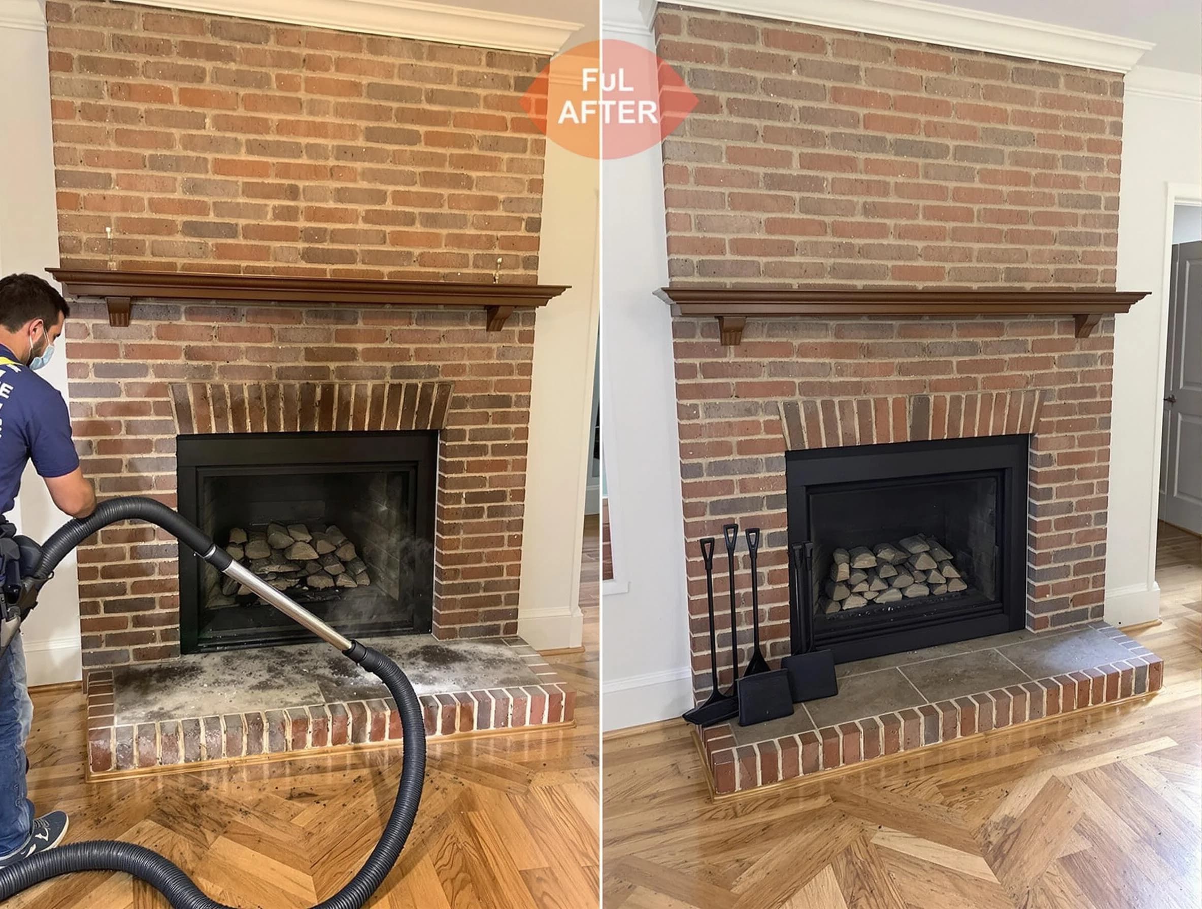 Fayetteville Chimney Sweep carefully sanitizing a fireplace in Fayetteville, GA
