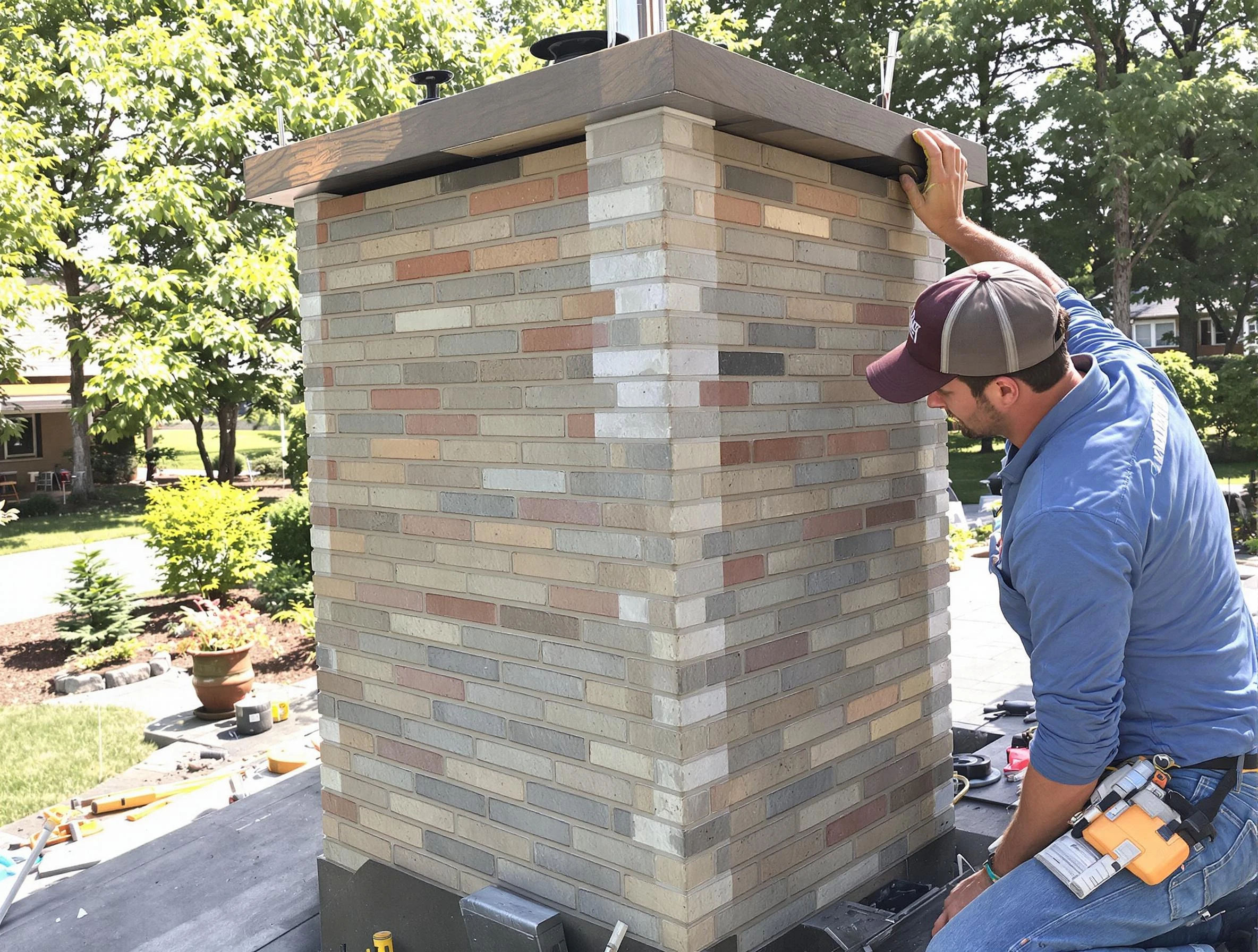 Fayetteville Chimney Sweep completing a modern chimney remodel in Fayetteville, GA