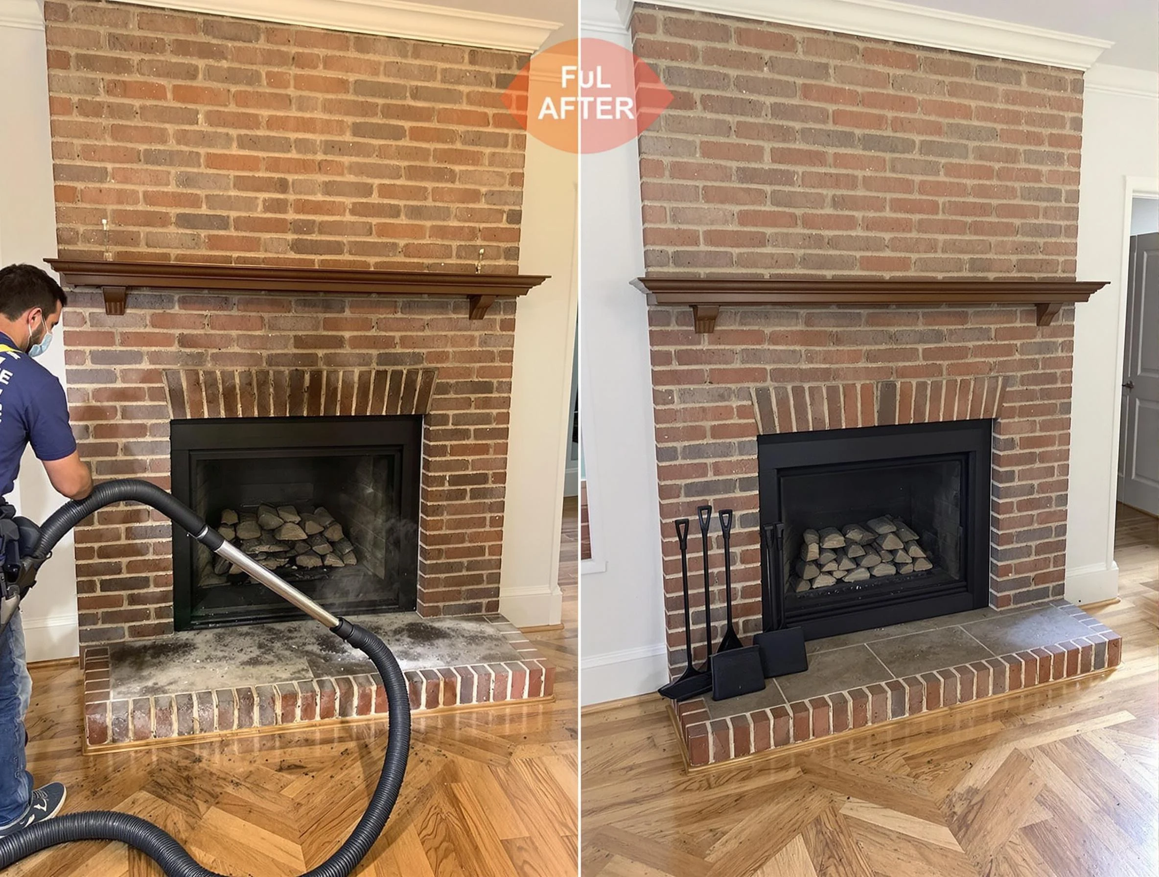 Fayetteville Chimney Sweep carefully sanitizing a fireplace in Fayetteville, GA