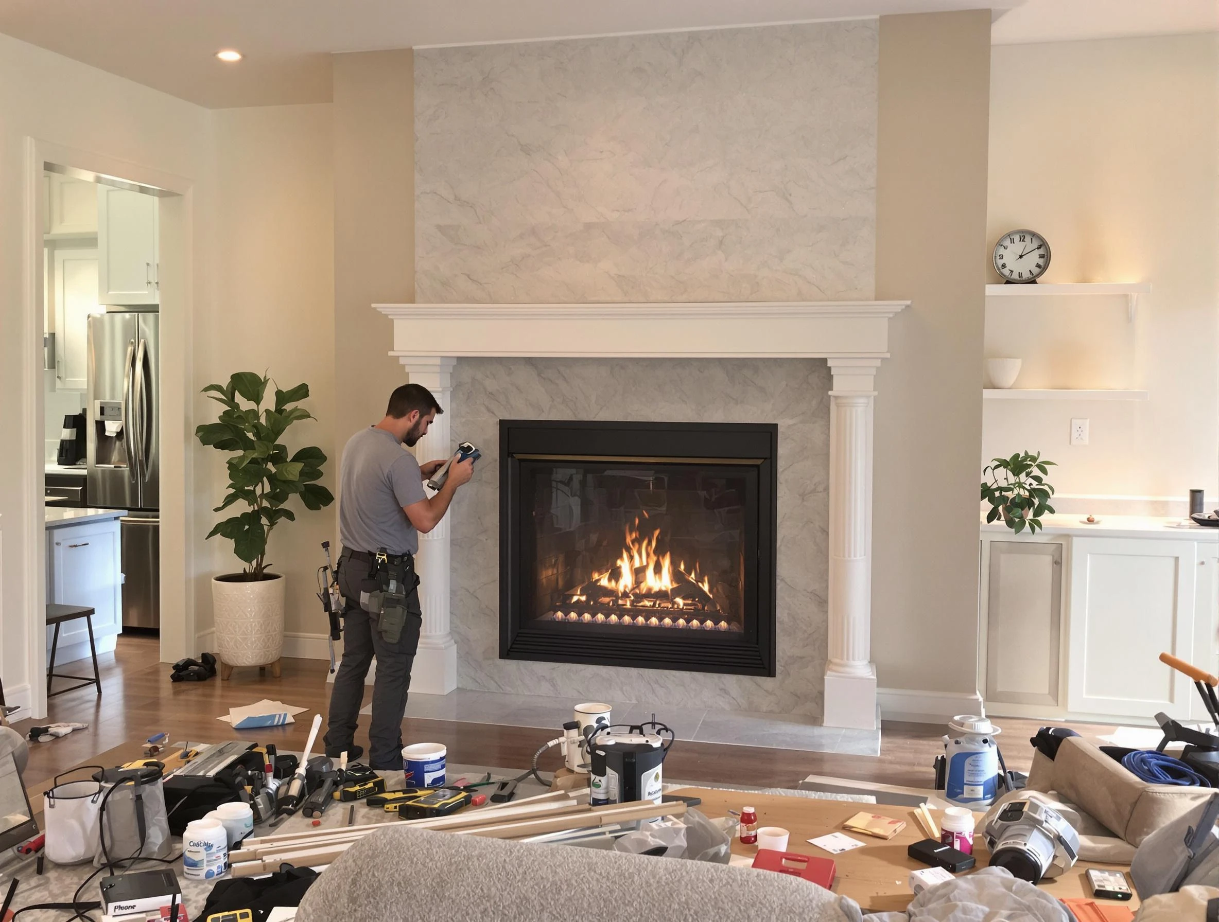 Newly installed fireplace by Fayetteville Chimney Sweep in Fayetteville, GA