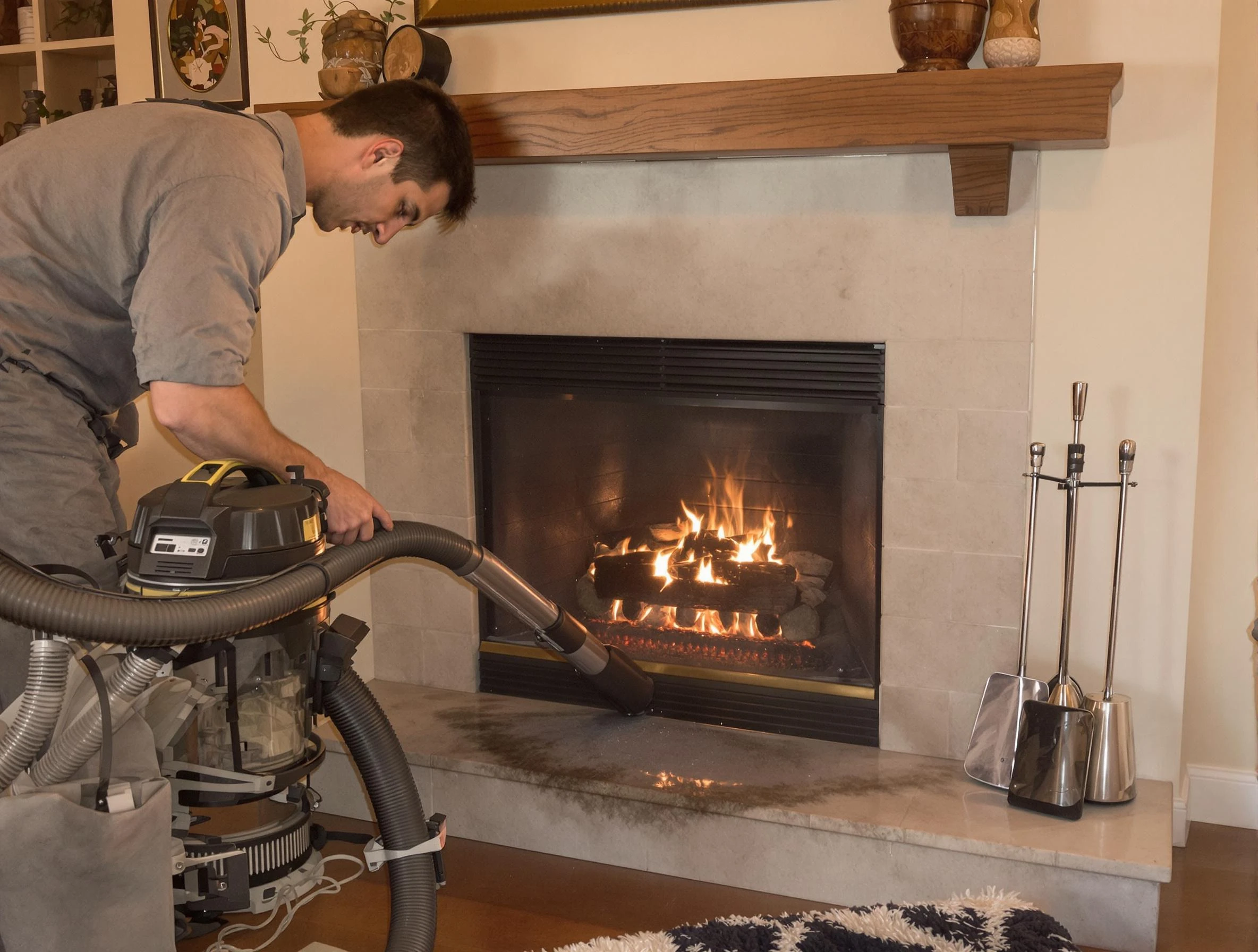 Routine fireplace upkeep by Fayetteville Chimney Sweep in Fayetteville, GA
