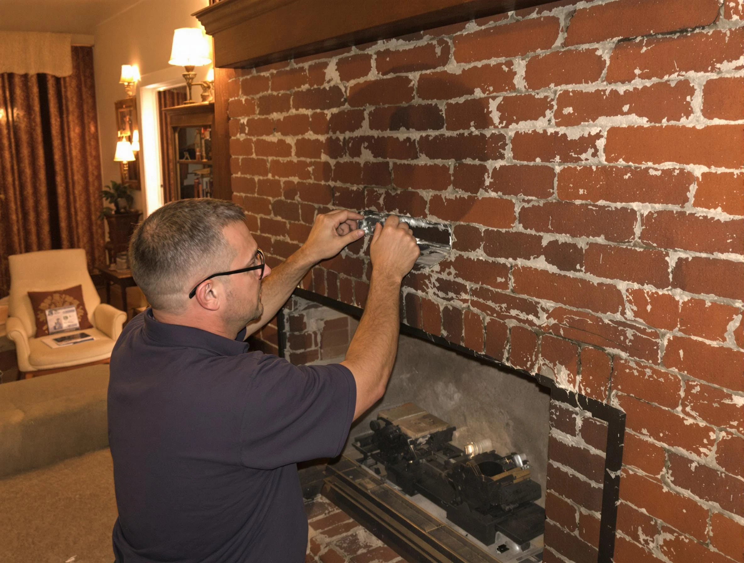 Fayetteville Chimney Sweep expert fixing a fireplace in Fayetteville, GA